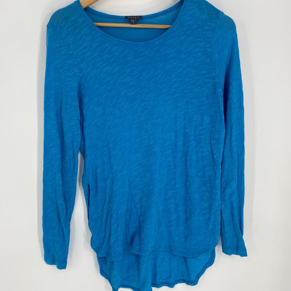 Lilla P. Tunic Top‎ Women Medium Blue Boatneck Quiet Luxury Classic Traditional